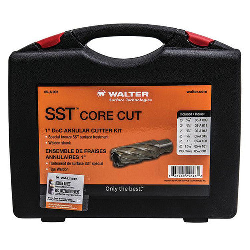 WALTER 05A991 - SST Core Cut Weldon. Shank 1 Inch Cutter Kit