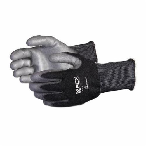 Superior Glove Emerald CX S13KBPU-11 black nylon and stainless steel reusable gloves with polyurethane palms, size 11.