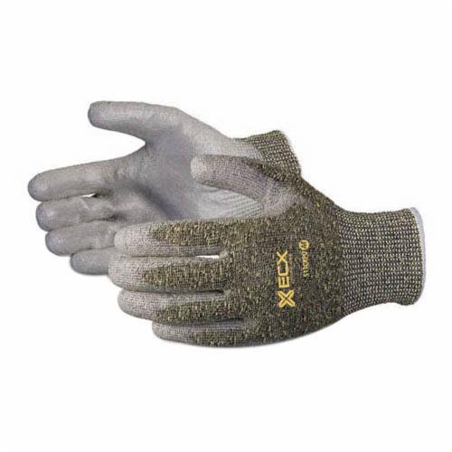 Superior Glove Emerald CX S13CXPU-11 blended Kevlar and steel gloves with polyurethane coated palms, size 11, reusable safety gloves.