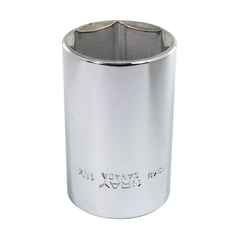 Gray MD1214H - 14MM X 1/2" DRIVE 6 POINT, DEEP LENGTH, CHROME FINISH SOCKET GRAY TOOLS MD1214H