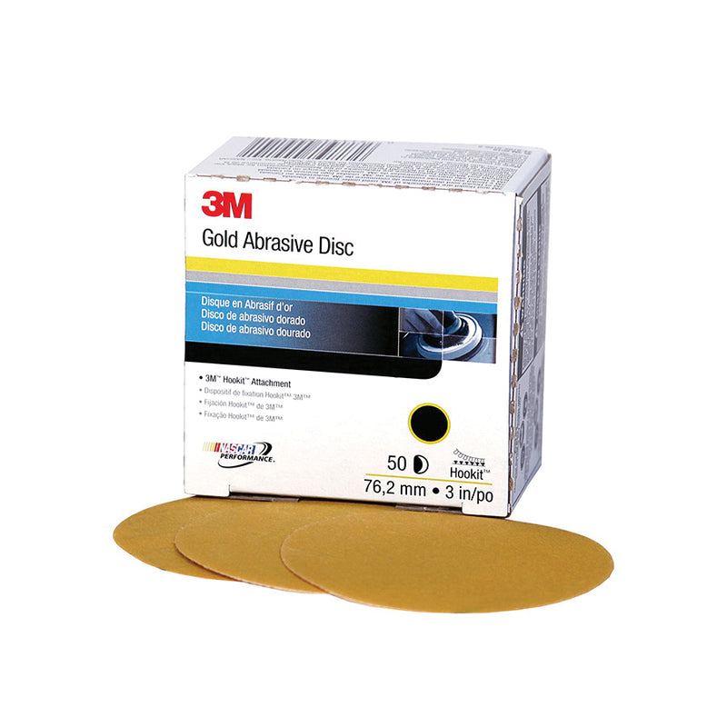 3M Hookit 918 - 3 Inch x Non-Vacuum Gold 236U Aluminum Oxide 150 Grit Velcro Paper Disc 7000118760 - eGrimesDirect