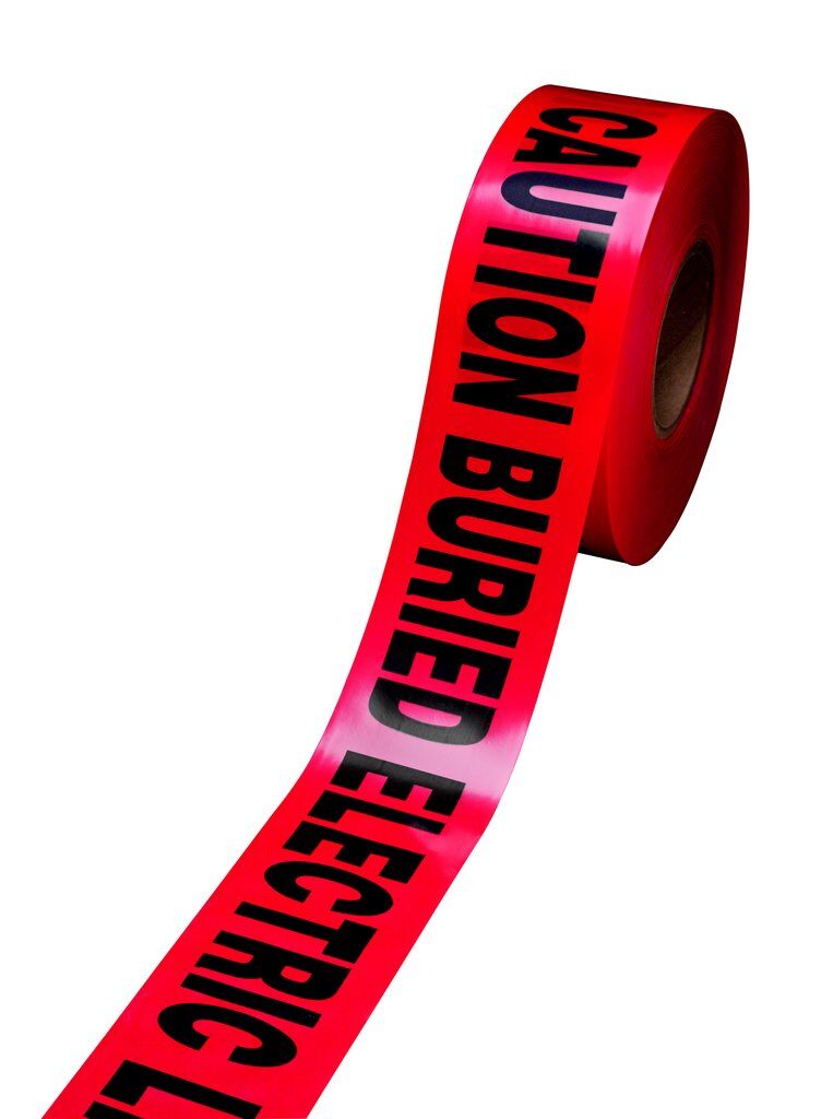 3M Scotch 303 - Buried Barricade Tape in Red - "Caution Buried Electric Line Below" (4 mil x 3 Inch x 300 ft) 7000132915 - eGrimesDirect