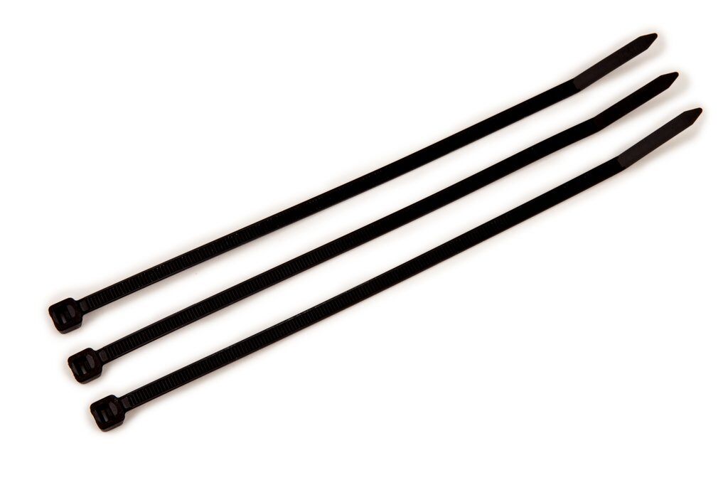 Black 3M CT8BK120-L cable tie, 9-inch wire management strap for organizing cables and bundles.
