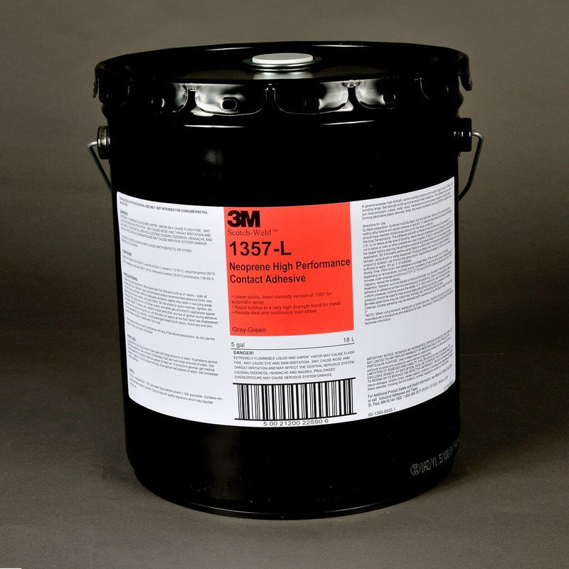 3M Scotch-Weld 1357L-5GAL-GRY - Neoprene High Performance Contact Adhesive 1357 in Green - 5 Gallon (18.9 L) 7000000805 - eGrimesDirect