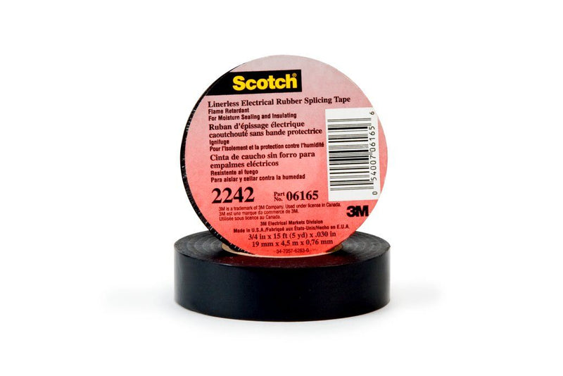 3M Scotch 2242-1-1/2X15 - Commercial Grade Linerless Rubber Splicing Tape 2242 Black 30 mil (1.5 Inch x 15 ft) 7000132741 - eGrimesDirect