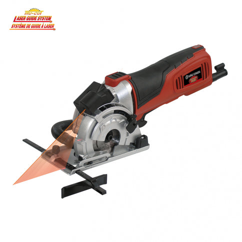 King Canada 8335L - Mini Plunge Saw 3-1/2 Inch Kit With Laser & 3 Blades - eGrimesDirect