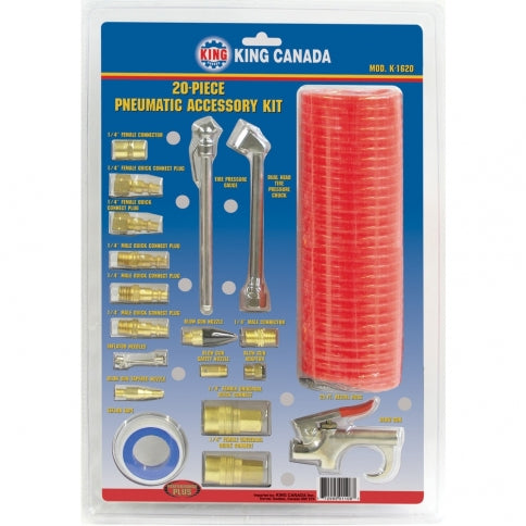 King Canada K-1620 - Pneumatic Accessory Kit 20 Piece - eGrimesDirect