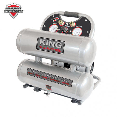 King Canada KC-4620A - Air Compressor Ultra Quiet Oil-Free Aluminum Tanks 2 Hp (Peak) - eGrimesDirect