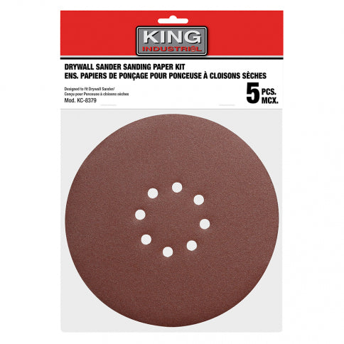King Canada SD-878-K-120 - Sanding Paper Kit, 8-7/8" hoop & loop- 120 Grit, 5 pcs. King Canada SD-878-K-120