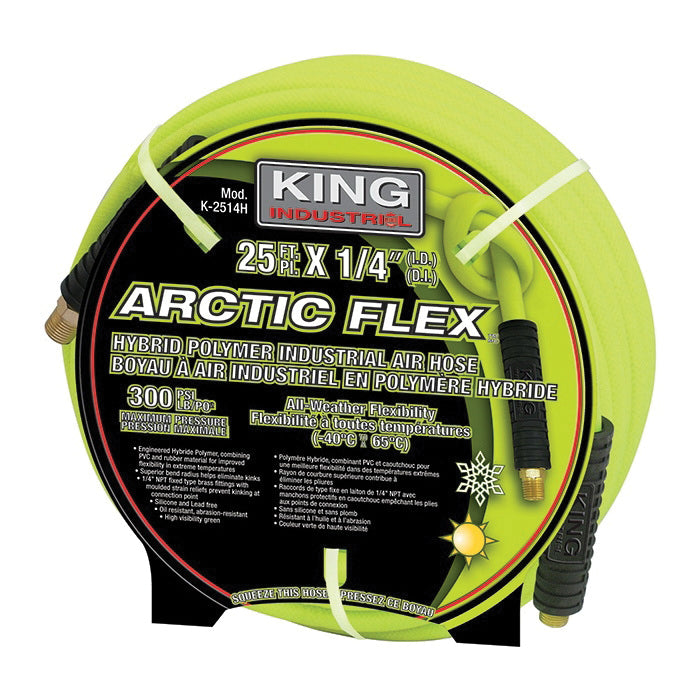 King Canada Arctic Flex K-2514H - Hybride Polymer Industrial Air Hose ( 1/4 Inch x 25 ft)
