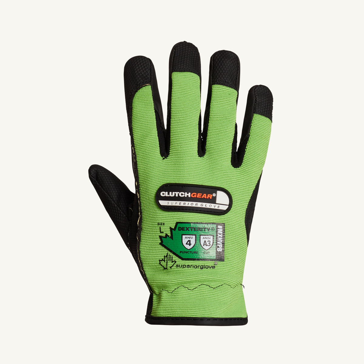 Hi-viz mechanics gloves from Superior Glove, MXHVPB/XL, with puncture-resistant palm and high-visibility safety features.