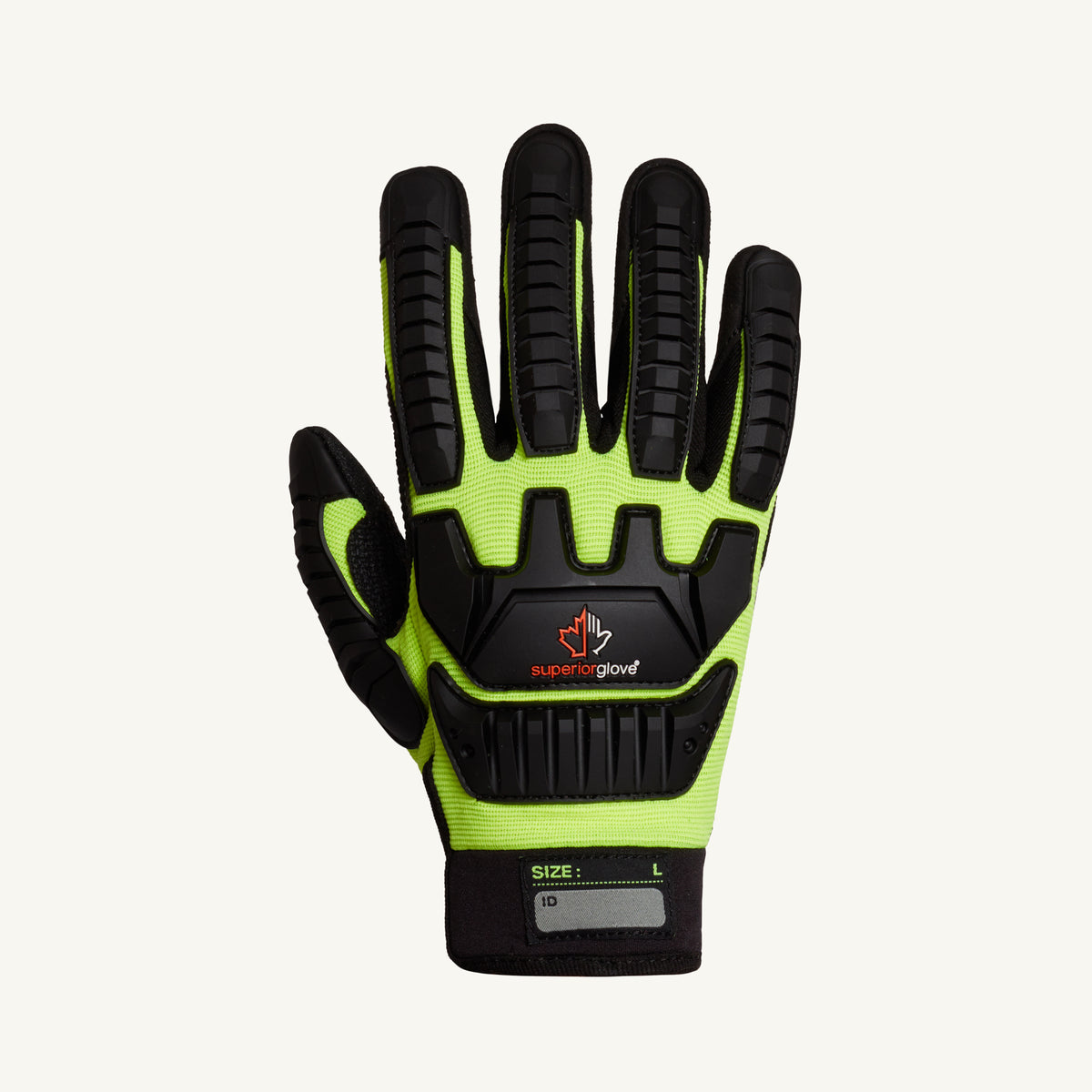 Superior Glove MXVSB/XXXL clutch gear anti-impact mechanics glove with PVC grip patches and TPR backing, shown from top view.