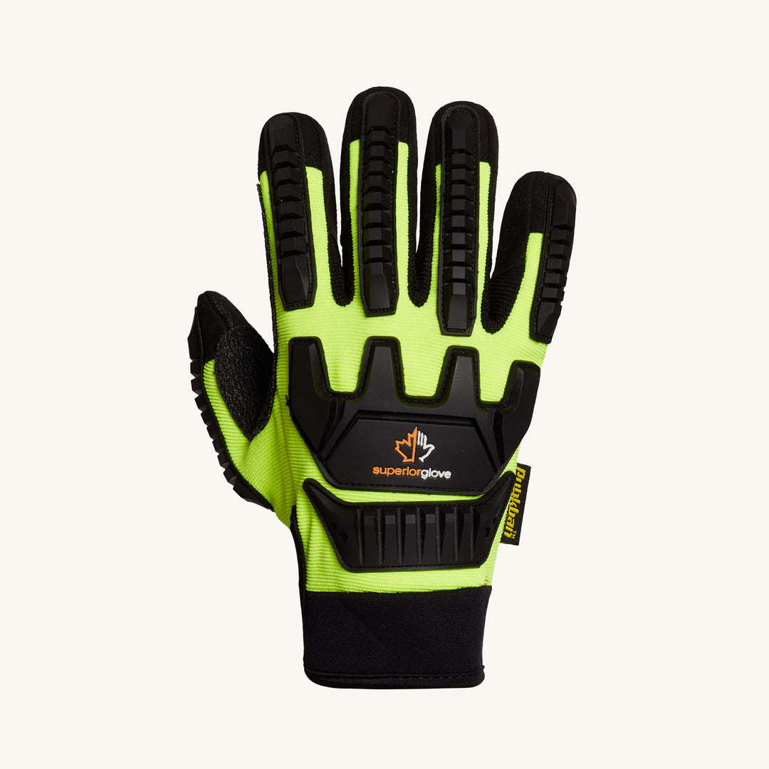 Superior Glove MXVSBPB/M clutch gear mechanic glove with punkban lined palm and TPR back, ANSI A4 cut and puncture resistance.