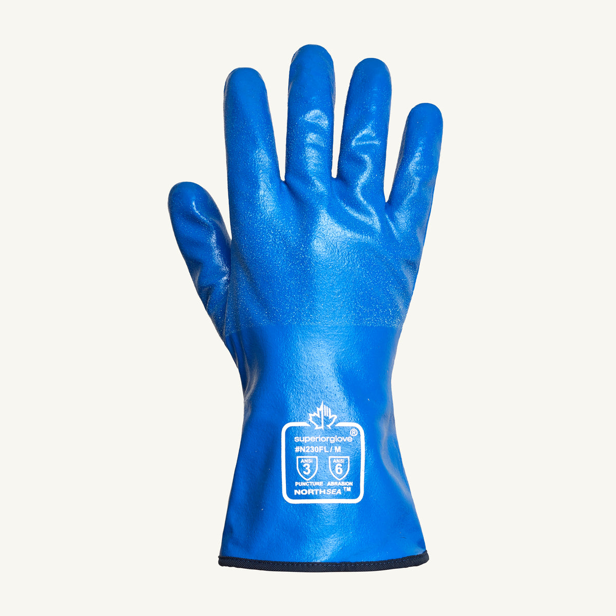 North Sea Nitrile Coated Glove by Superior Glove with fleece lining, 12-inch, cold and oil resistant, excellent wet grip.