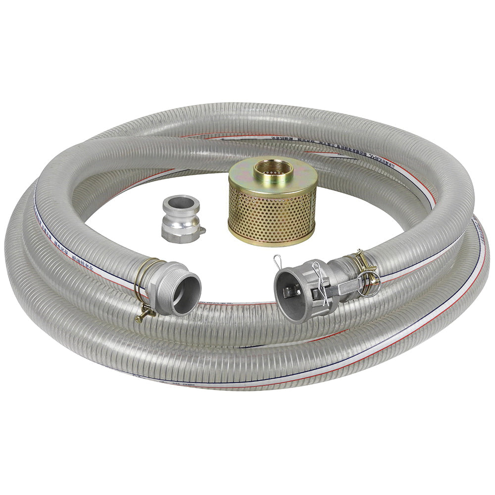 King Canada KW-252 - Duction Hose Water Pump 2 Inch X 25 Ft. Kit With Basket Camlock