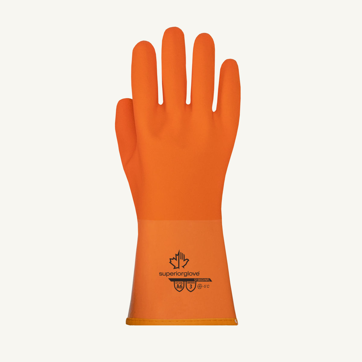 Superior Glove Chemstop blended 15-gauge aramid glove with fleece lining and PVC coating with nitrile overdip, ANSI A4 cut resistance