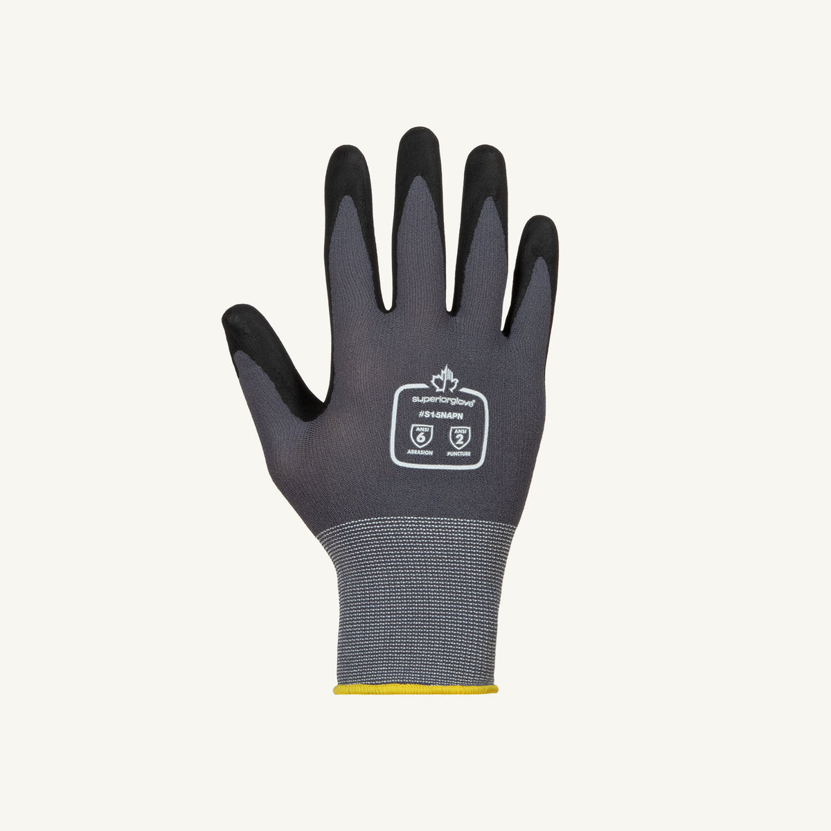 Superior Glove S15NAPN-10 dexterity nylon glove with nitrile palm, abrasion-resistant 15-gauge string for industrial protection.