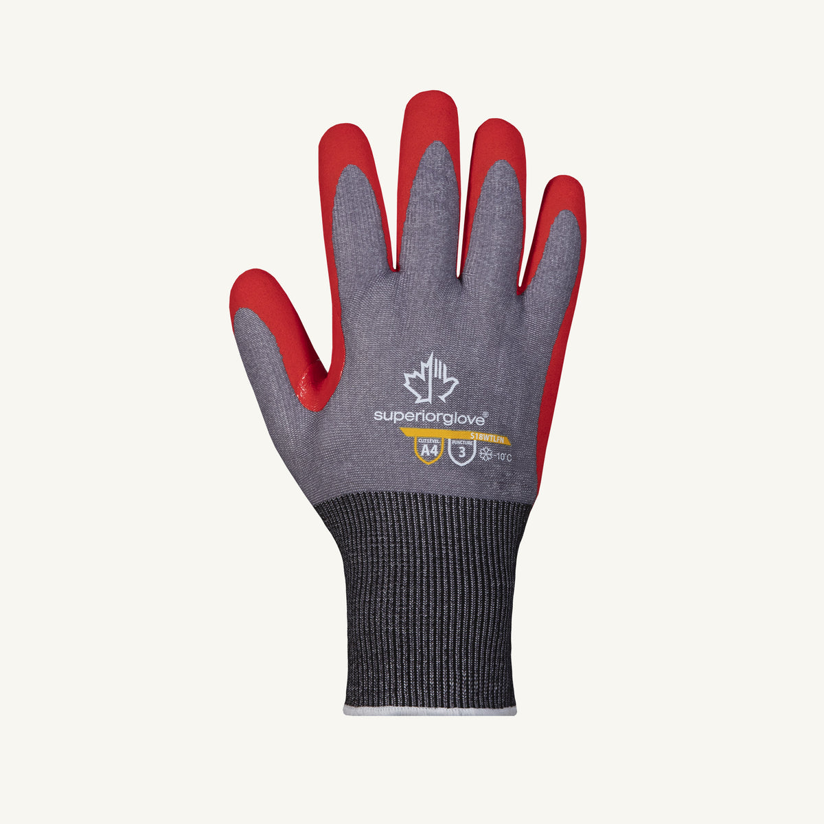 Superior Glove S18WTLFN-7 18G Tenactiv blended glove with water-resistant membrane, terry lining, foam nitrile palm, ANSI A4.