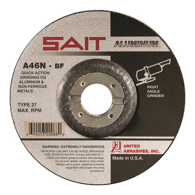 Sait 20072 - Depressed Centre Grinding Wheels A46 Aluminum 5X1/4X7/8 - eGrimesDirect