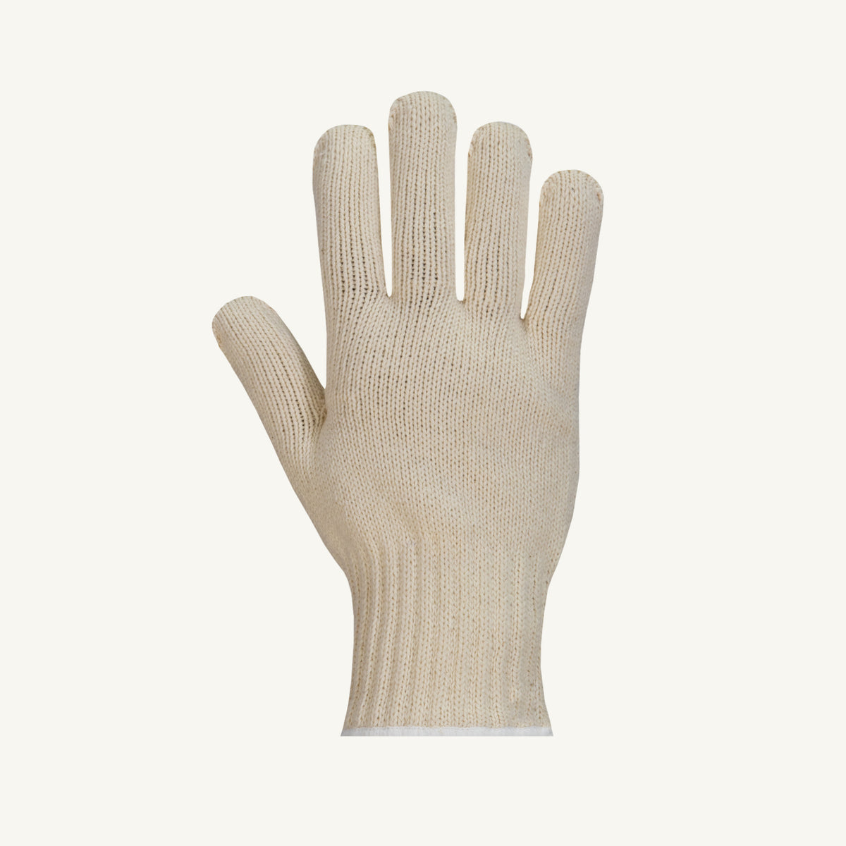 Superior Glove Sureknit string knit cotton glove with 100% virgin cotton, shown from the top view.