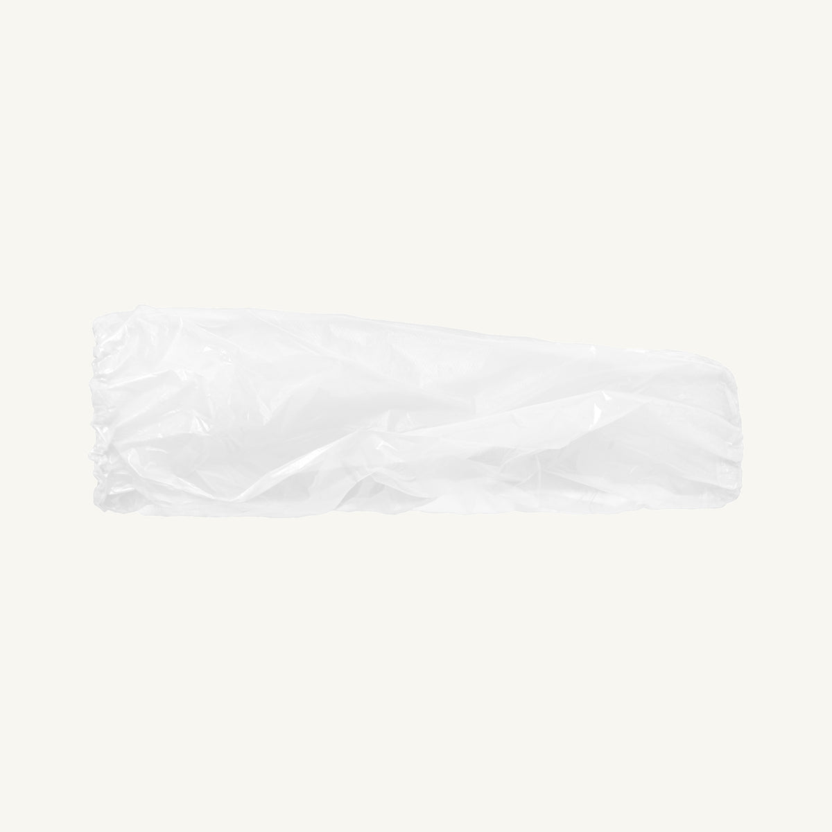 White disposable sleeve by Superior Glove, 16-inch length with elastic ends, CFIA approved, shown in top view image.