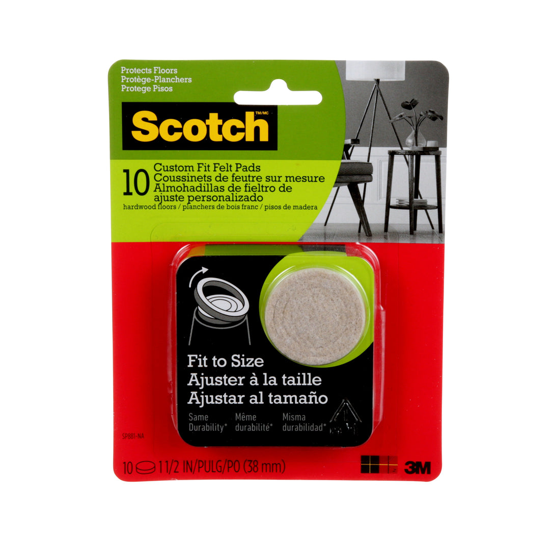 3M Scotch SP881-NA - Scotch Custom Fit Felt Pads 1.5 Inch Beige 7100252013