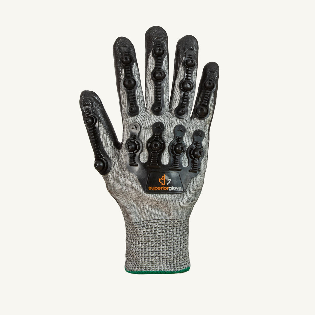 Superior Glove Tenactiv 13Ga blended glove with foam nitrile palm, TPR back, ANSI A5 cut impact protection, size XXL.