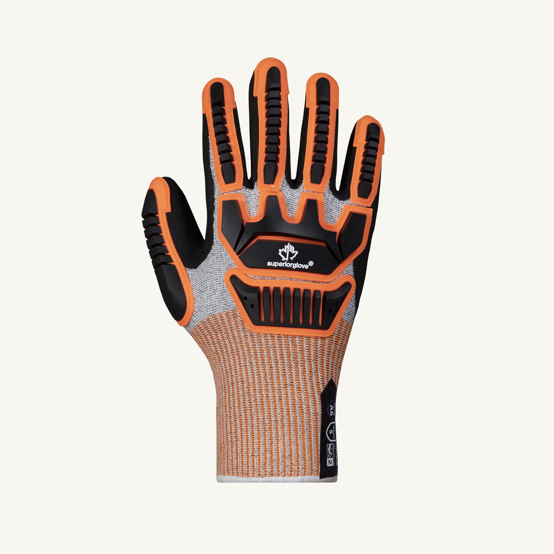 Superior Glove Tenactiv 13Ga waterproof nitrile glove with steel palm and TPR back, designed for durability and hand protection.