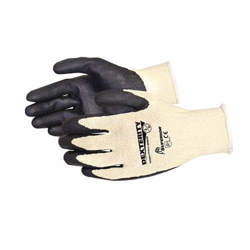 Superior Glove Dexterity S13KFNT-9 Kevlar gloves with foam nitrile coated palms, size 9, reusable safety work gloves.
