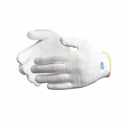White Superior Glove Superior Touch S13DYD/XXL reusable string knit gloves with PVC dots, ANSI A2 cut resistance, made in Canada.
