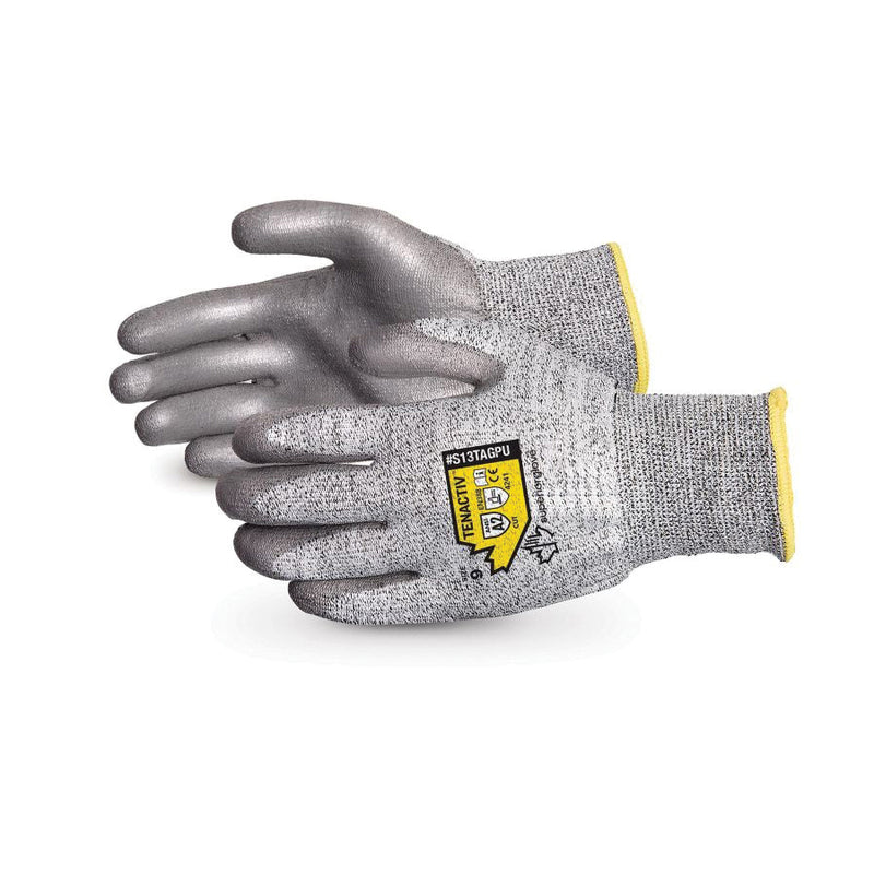 Superior Glove TenActiv S13TAGPU11  -  Cut-Resistant Gloves with Grey Polyurethane Coated Palms in Grey (Size 11)