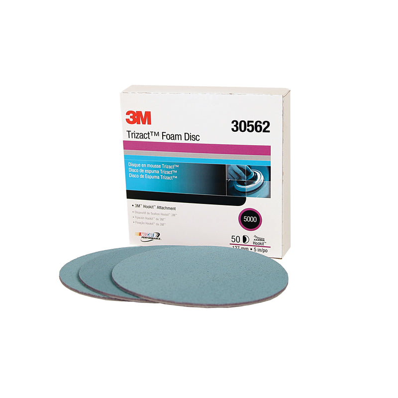 3M Trizact 30562 - 5 Inch x Non-Vacuum 443Silicon Carbide 5000 Grit Foam Velcro Disc 7000120107 - eGrimesDirect