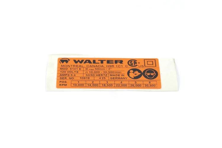 Walter 48L586 - Rating Plate