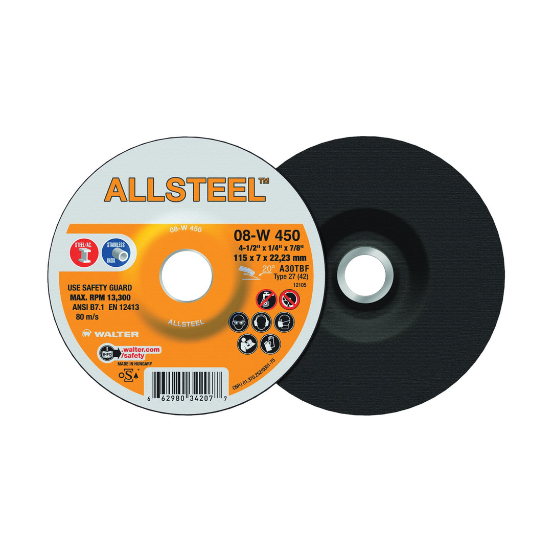 Walter 08W450 - 4-1/2 x 1/4 Allsteel Wheel - eGrimesDirect