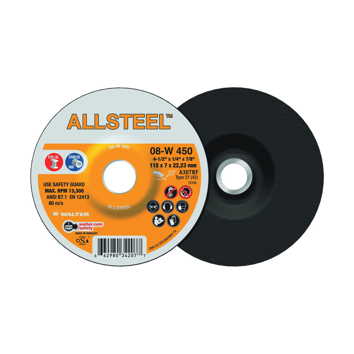 Walter 08W450 - 4-1/2 x 1/4 Allsteel Wheel - eGrimesDirect