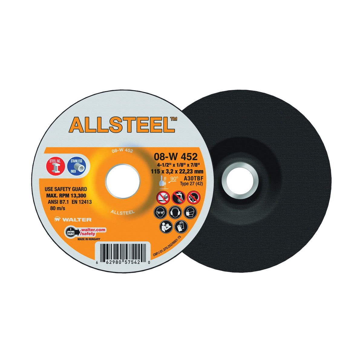 Walter 08W452 - 4-1/2 x 1/8 Allsteel Wheel - eGrimesDirect