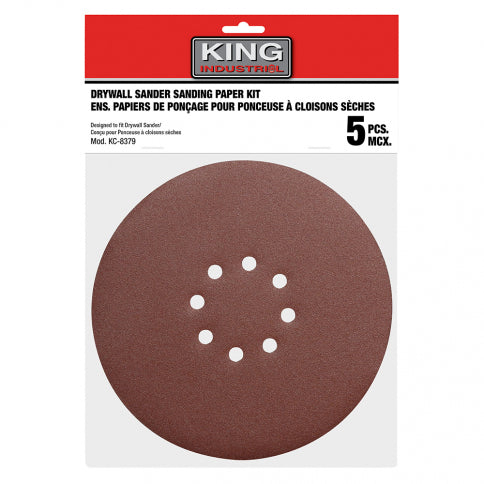 King Canada SD-878-K-120 - Sanding Paper Kit 8-7/8 Inch hoop &amp; loop- 120 Grit 5 pcs.