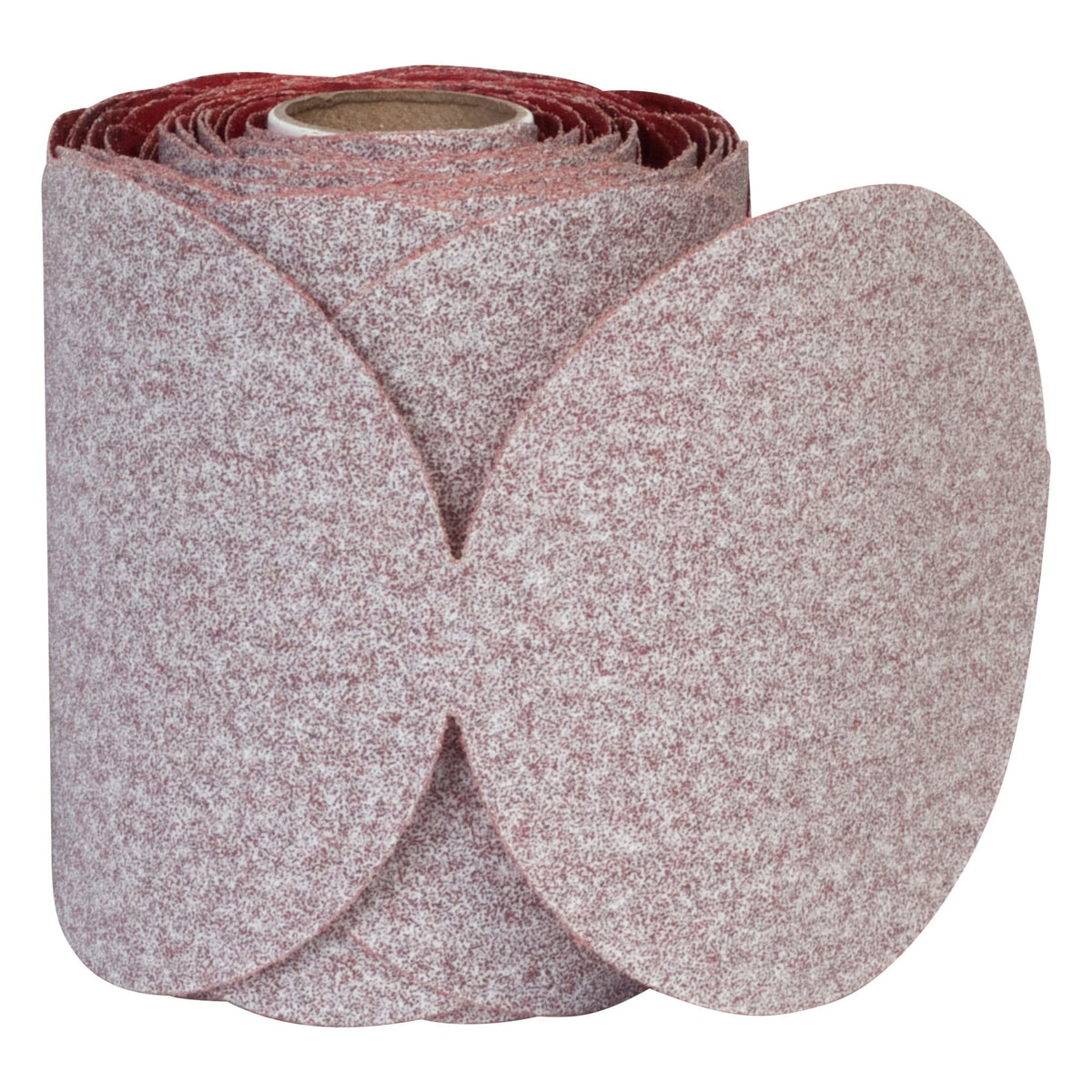 Carborundum Premier Red PSA Discs, 3.5-inch self-adhesive paper with aluminum oxide in 220 grit for sanding and grinding.