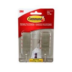 3M 17034BN-2EF - Command Hook Brushed Nickel Medium 2 Hooks/4 Strips/Pack 3M 7100217550 7100217550 - eGrimesDirect