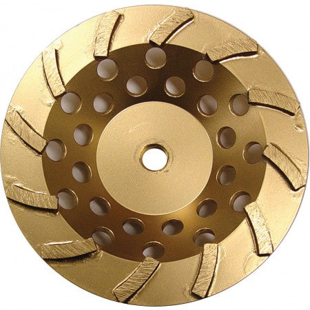 Diamond Products 17834 - 7 Inch x Inch x 7/8 Inch, Standard Gold (S), General Purpose, Cured Concrete, Spiral Turbo Cup Grinder - eGrimesDirect