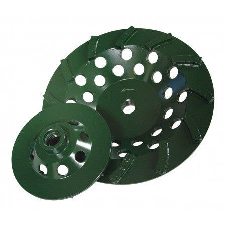 Diamond Products 94133 - 4 Inch x Inch x 5/8-11 Inch, Utility Green (G), General Purpose, Cured Concrete, Spiral Turbo Cup Grinder - eGrimesDirect