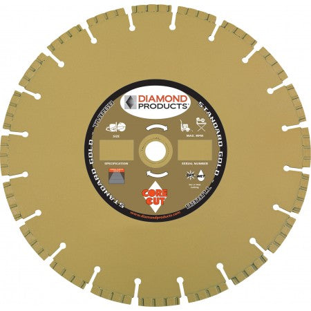 Diamond Products 11707 - 8 Inch x .095 Inch x 7/8 Inch, Standard Gold (S), General Purpose, Cured Concrete, High Speed Hand Saw Specialty Turbo Diamond Blade - eGrimesDirect