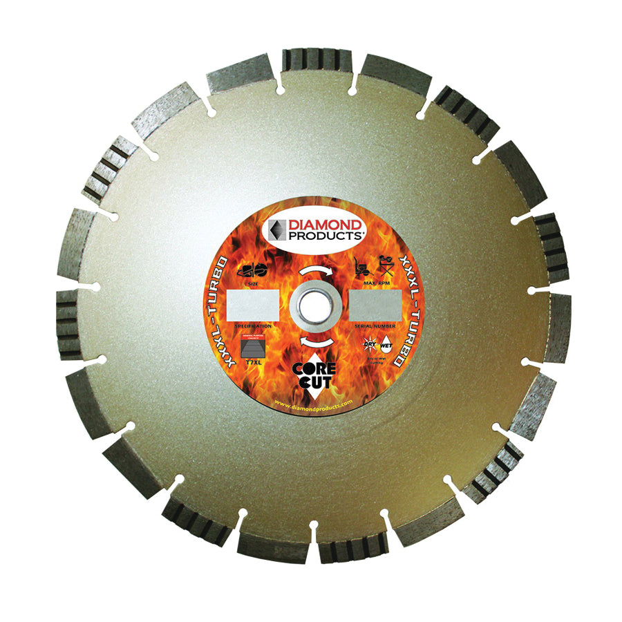Diamond Products 42893 - 20 Inch x .125 Inch x 1 Inch, XXXL-Turbo, Multi-Purpose, High Speed Hand Saw Specialty Turbo Diamond Blade - eGrimesDirect