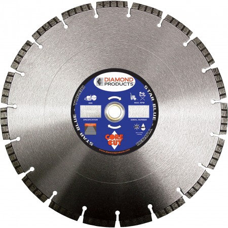 Diamond Products 88056 - 14 Inch x .125 Inch x 1 Inch, Star Blue (B), General Purpose, Cured Concrete, High Speed Hand Saw Specialty Turbo Diamond Blade - eGrimesDirect
