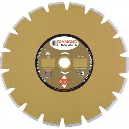 Diamond Products 14917 - 20 Inch x .125 Inch x 1 Inch, Standard Gold (S), Asphalt, Walk Behind Saw Dry Cutting Diamond Blade - eGrimesDirect
