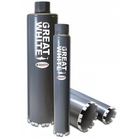 Diamond Products 10-inch Great White Wet Core Bore Bit, segmented diamond core drill bit for masonry and concrete.