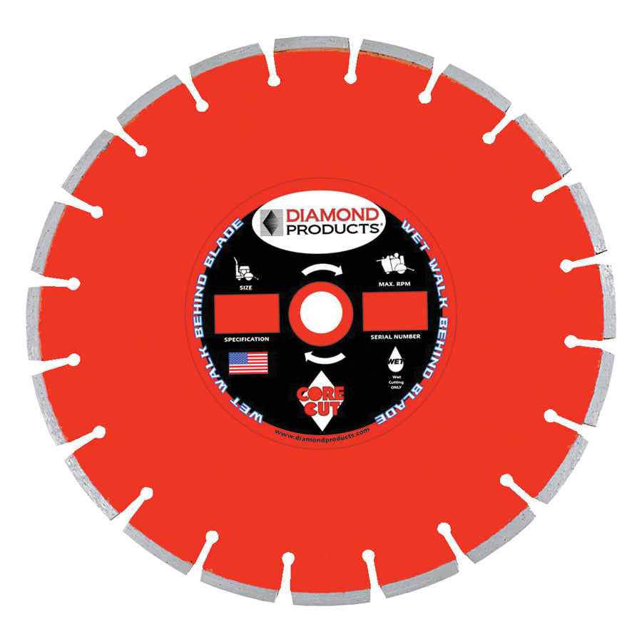 Diamond Products 07665;  07666;  07667;  07670 - 18 Inch x .125 Inch x 1 Inch Heavy Duty Orange (H) Cured Concrete Walk Behind Saw Diamond Blade with Metric Core - eGrimesDirect