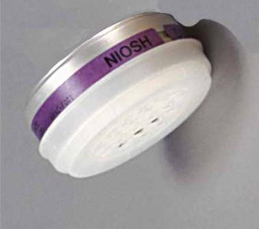 Draeger 4055497 P100 cartridge for fit testing, individually packaged, with a protective cover and labeling visible.