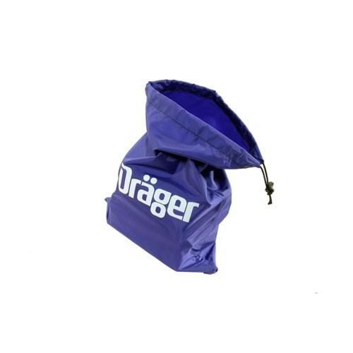 Blue nylon Draeger full face bag with drawstring closure for respiratory protection or storage.