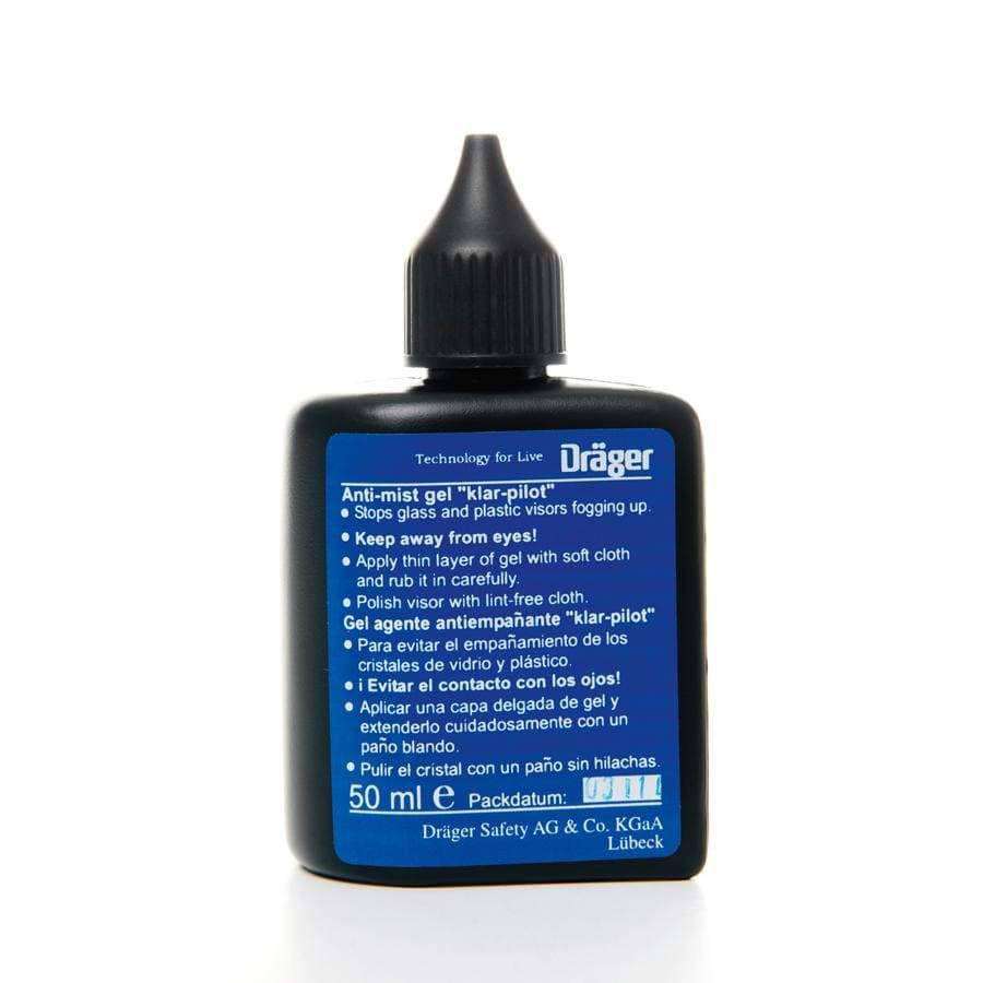 Draeger R52560 anti-fog alcohol-free liquid gel in a 50 ml tube, designed to prevent fogging on lenses and goggles.